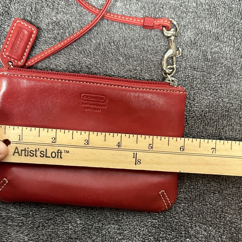 Coach Cherry Red Leather Wristlet - Picture 8 of 11